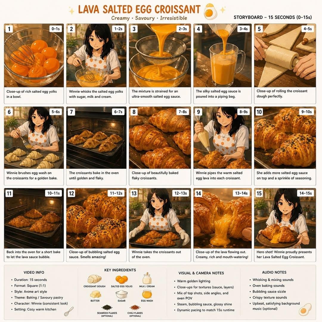 Salted Egg Lava Croissant storyboard