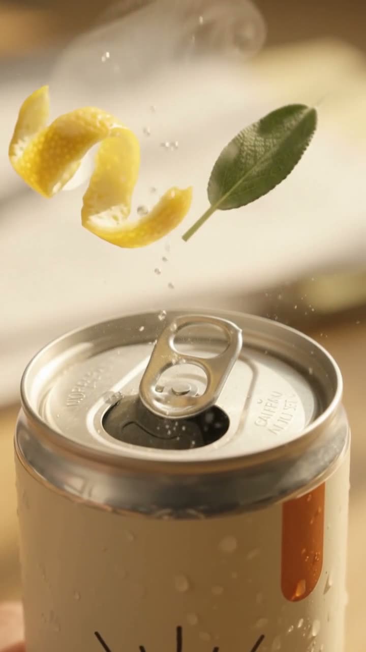MORROW can on a sunlit desk, hook A