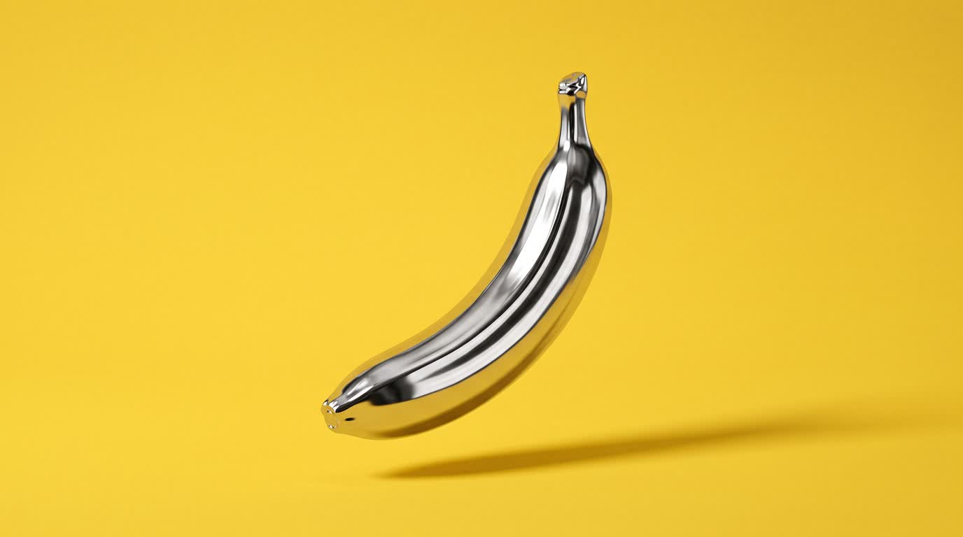 Chrome banana on a yellow backdrop, the film’s hero image