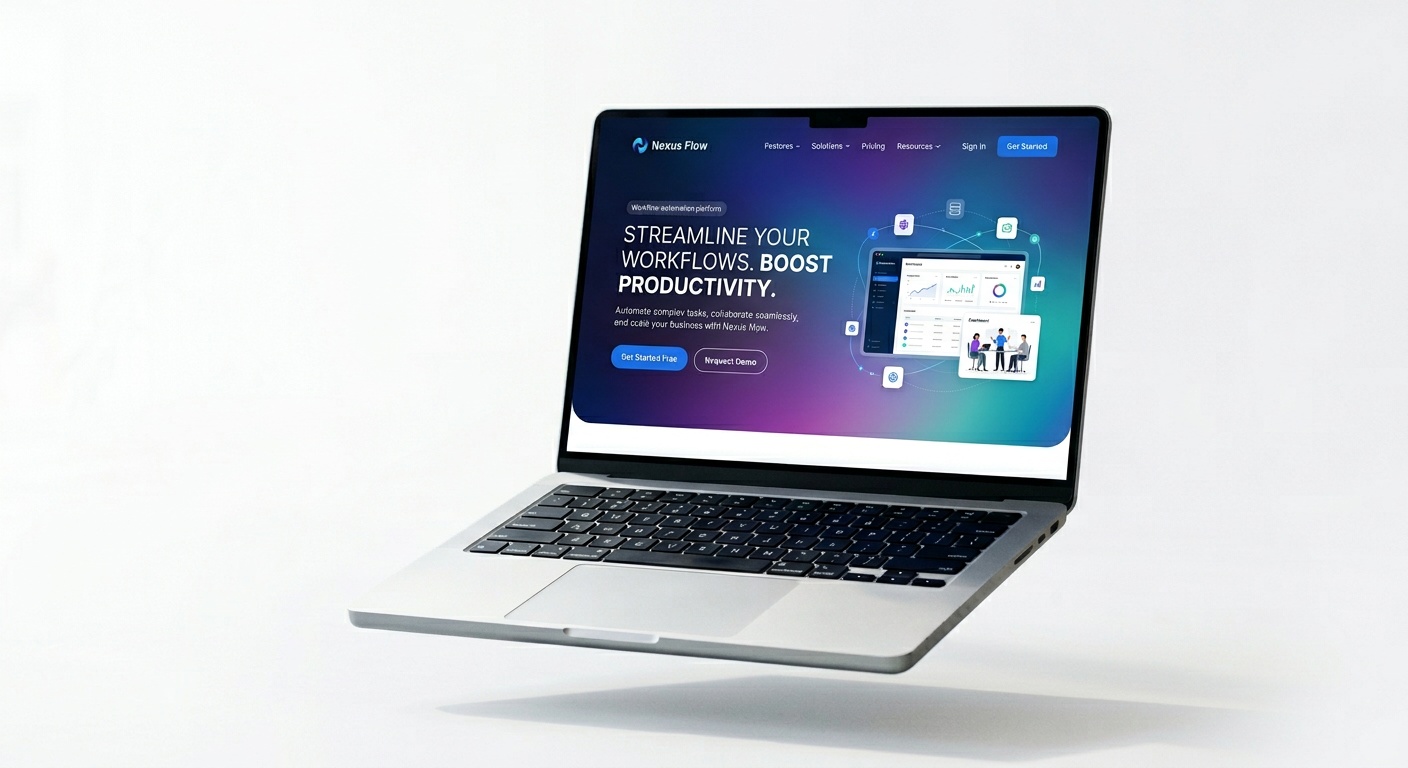 AI-generated landing page on a laptop