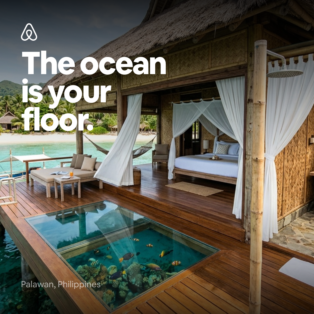 Airbnb banner - Overwater villa in Philippines