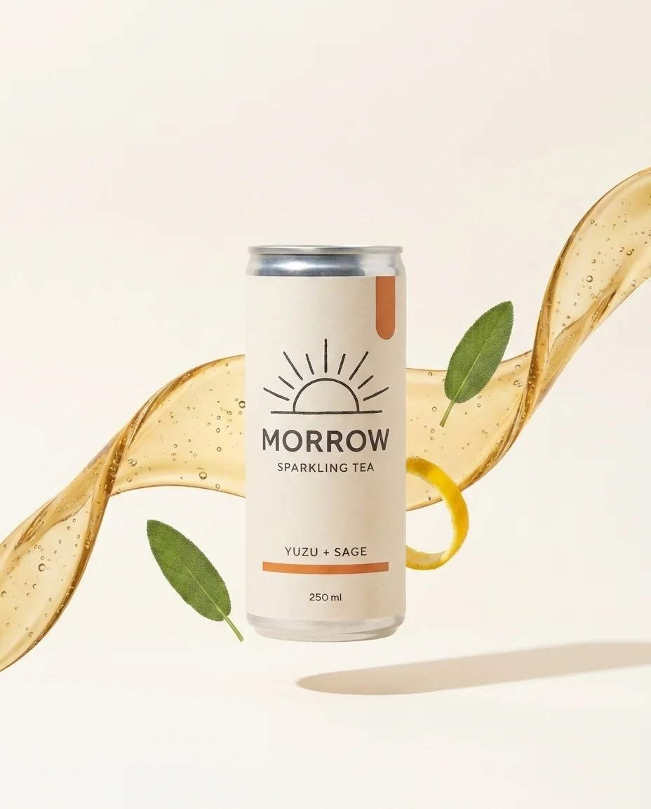 Vertical MORROW social ad with yuzu peel and sage in motion
